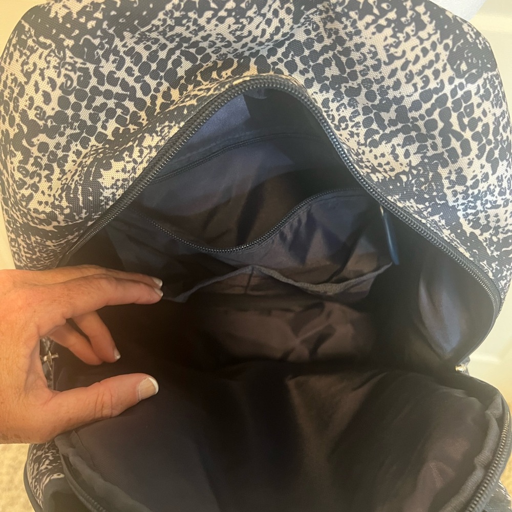 Navy and White Snake Print Tennis Backpack - Picture 4 of 4